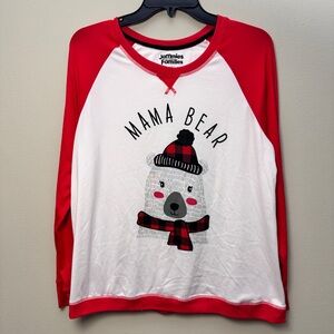 Cuddl Duds Jammies for Your Families Mama Bear PJ Top - White & Red - Ladies M
